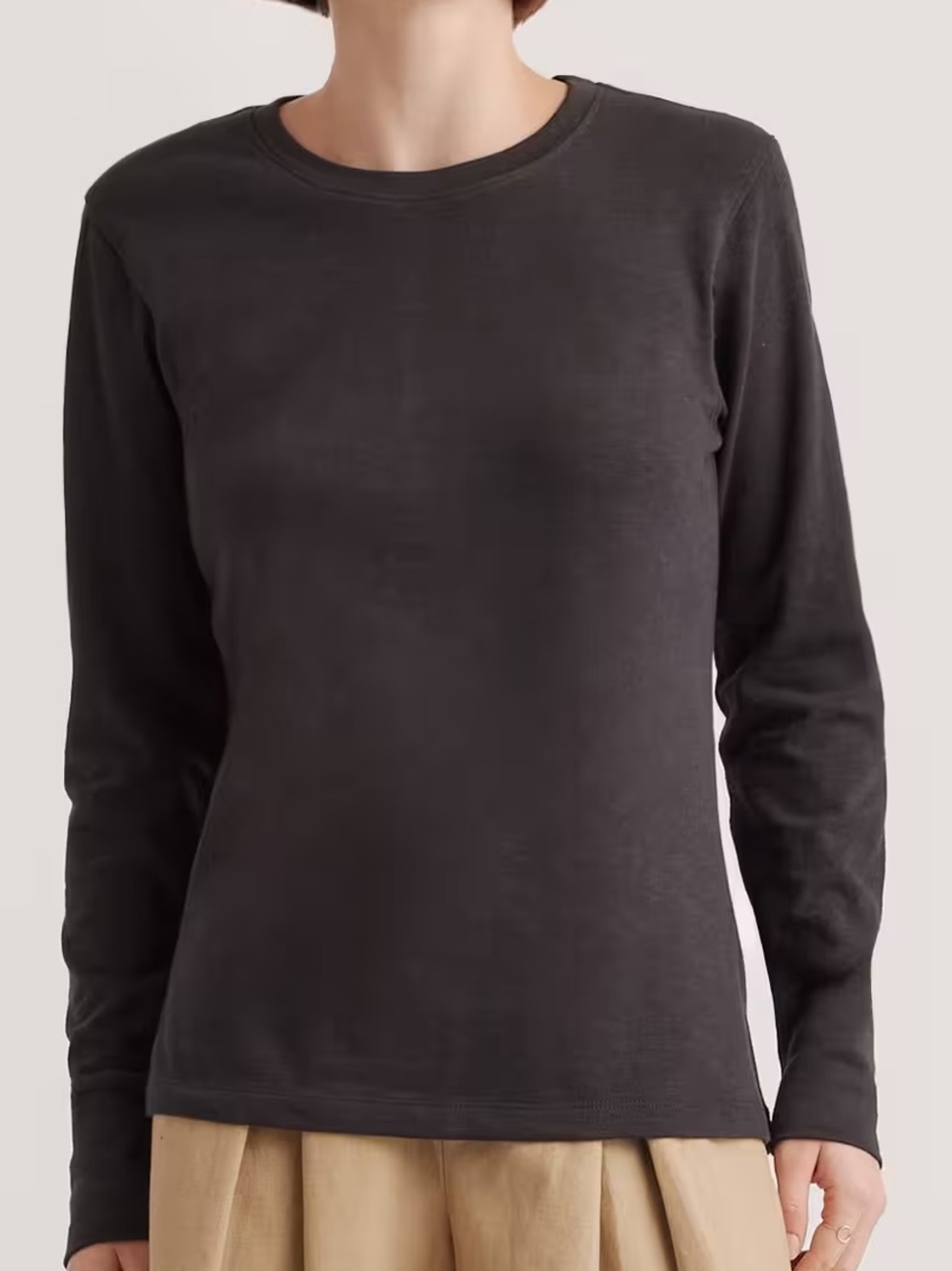 Quince NWOT 100% Organic Cotton Slub Long Sleeve Tee Black Medium